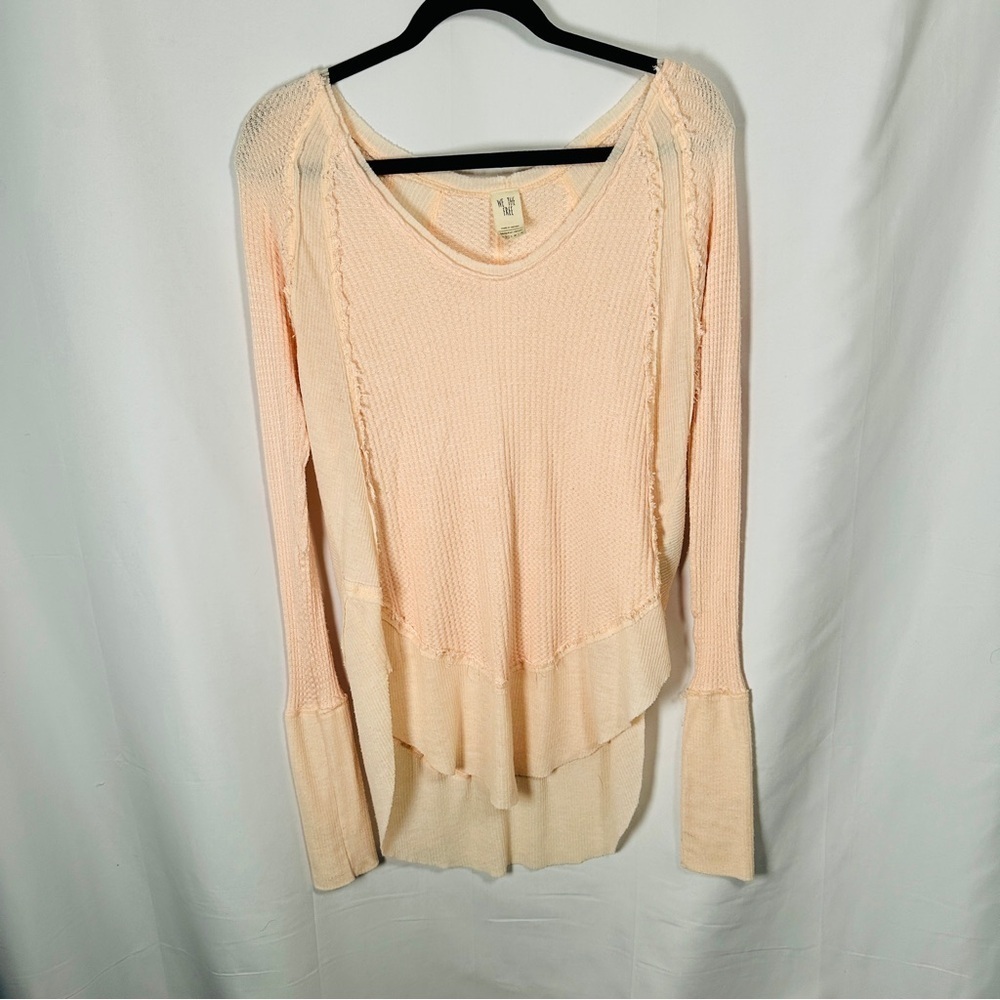 Free People We The Free Oversized Thermal Exposed Seam Pastel Blush Boho Top XS - Picture 3 of 10